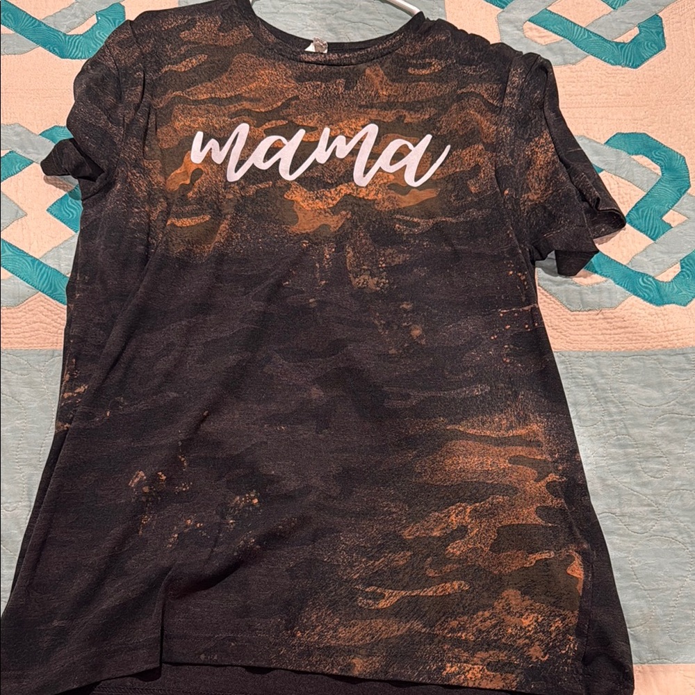 Black and Brown Distressed Mama Tee Short Sleeve